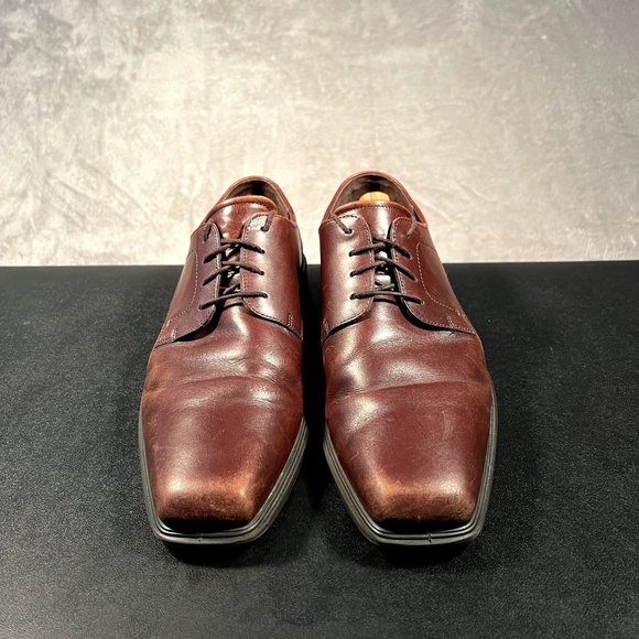 ECCO Square Toe Dress Shoes Men\'s 13 Brown Classic Dress Shoes